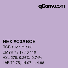 Color code: HEX #C0ABCE | qconv.com