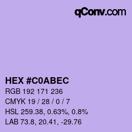 Color code: HEX #C0ABEC | qconv.com