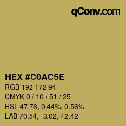 Code couleur: HEX #C0AC5E | qconv.com