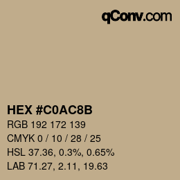 颜色代码: HEX #C0AC8B | qconv.com