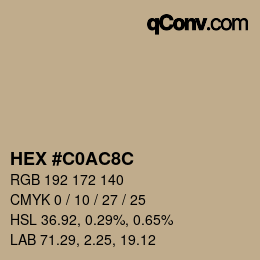 Color code: HEX #C0AC8C | qconv.com