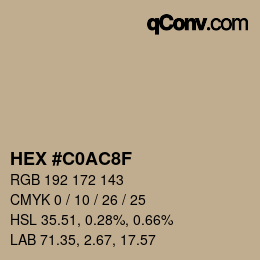 カラーコード: HEX #C0AC8F | qconv.com