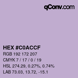 Color code: HEX #C0ACCF | qconv.com