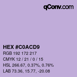 Código de color: HEX #C0ACD9 | qconv.com