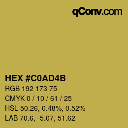 Color code: HEX #C0AD4B | qconv.com