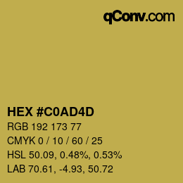 Farbcode: HEX #C0AD4D | qconv.com