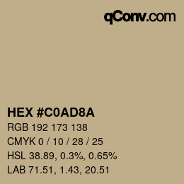 カラーコード: HEX #C0AD8A | qconv.com