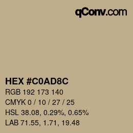 颜色代码: HEX #C0AD8C | qconv.com