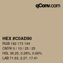 Color code: HEX #C0AD90 | qconv.com