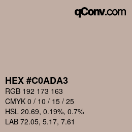 Color code: HEX #C0ADA3 | qconv.com