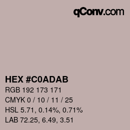 Color code: HEX #C0ADAB | qconv.com