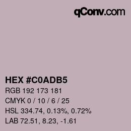 颜色代码: HEX #C0ADB5 | qconv.com