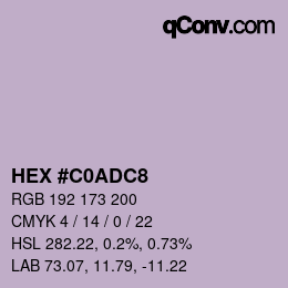 Color code: HEX #C0ADC8 | qconv.com