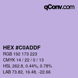 Color code: HEX #C0ADDF | qconv.com
