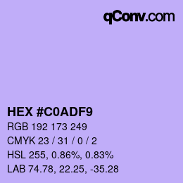 Farbcode: HEX #C0ADF9 | qconv.com