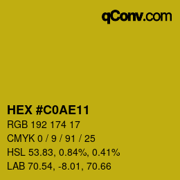 Color code: HEX #C0AE11 | qconv.com