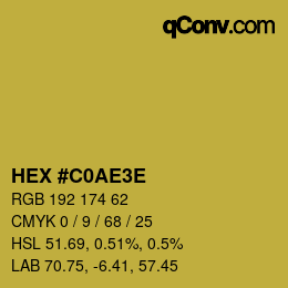 Code couleur: HEX #C0AE3E | qconv.com