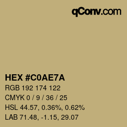 Color code: HEX #C0AE7A | qconv.com