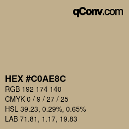 Color code: HEX #C0AE8C | qconv.com