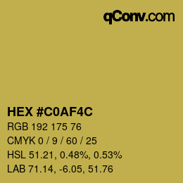 Color code: HEX #C0AF4C | qconv.com