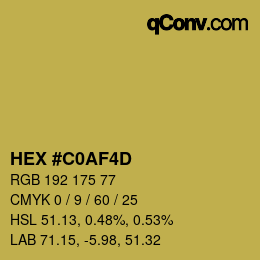 カラーコード: HEX #C0AF4D | qconv.com