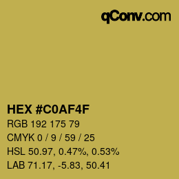 Color code: HEX #C0AF4F | qconv.com