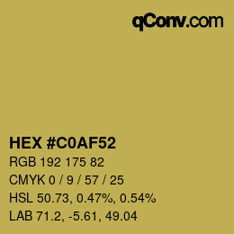 Color code: HEX #C0AF52 | qconv.com