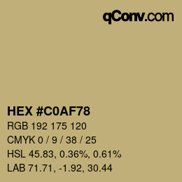 Color code: HEX #C0AF78 | qconv.com