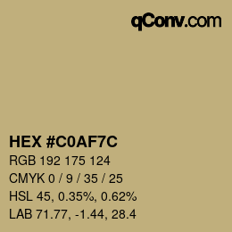 Color code: HEX #C0AF7C | qconv.com