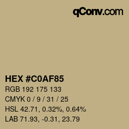 Color code: HEX #C0AF85 | qconv.com