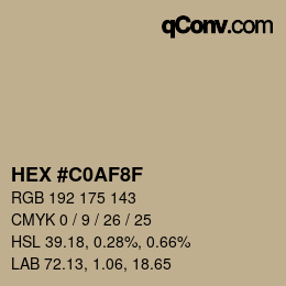 Color code: HEX #C0AF8F | qconv.com
