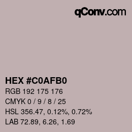 Color code: HEX #C0AFB0 | qconv.com