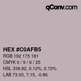 Color code: HEX #C0AFB5 | qconv.com