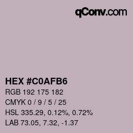 Color code: HEX #C0AFB6 | qconv.com