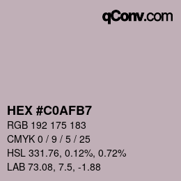 Color code: HEX #C0AFB7 | qconv.com