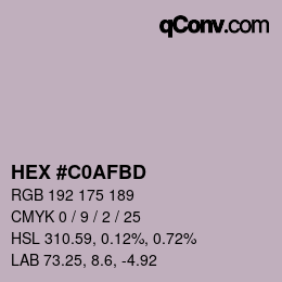 Color code: HEX #C0AFBD | qconv.com