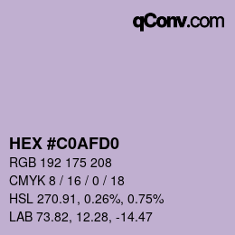 Color code: HEX #C0AFD0 | qconv.com