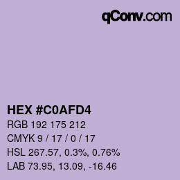 カラーコード: HEX #C0AFD4 | qconv.com