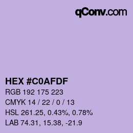 Color code: HEX #C0AFDF | qconv.com