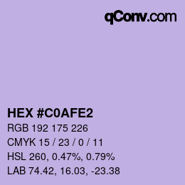 カラーコード: HEX #C0AFE2 | qconv.com