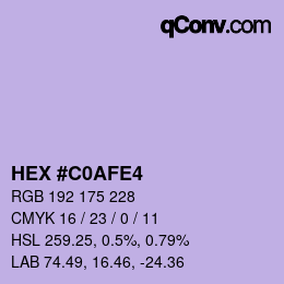 Color code: HEX #C0AFE4 | qconv.com