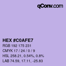 Color code: HEX #C0AFE7 | qconv.com