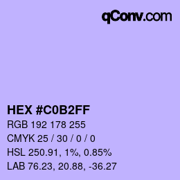 Color code: HEX #C0B2FF | qconv.com