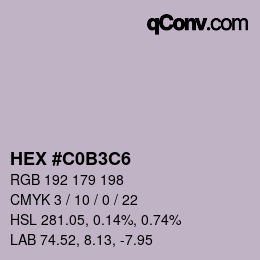 Farbcode: HEX #C0B3C6 | qconv.com