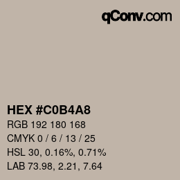 Color code: HEX #C0B4A8 | qconv.com