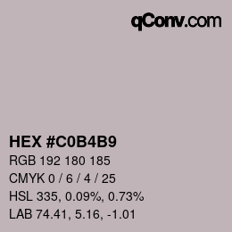 颜色代码: HEX #C0B4B9 | qconv.com