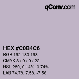 颜色代码: HEX #C0B4C6 | qconv.com