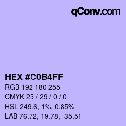 Color code: HEX #C0B4FF | qconv.com
