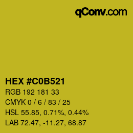カラーコード: HEX #C0B521 | qconv.com