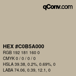 Color code: HEX #C0B5A000 | qconv.com